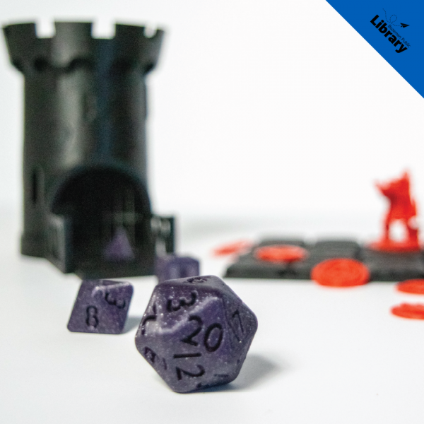 3D printed dice and mini castle